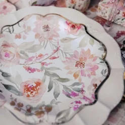 Discount 8 Assiettes Carton Theme Dahlia Blanc Et Pastel Theme Deco Pastel