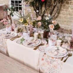 Discount 8 Assiettes Carton Theme Dahlia Blanc Et Pastel Theme Deco Pastel