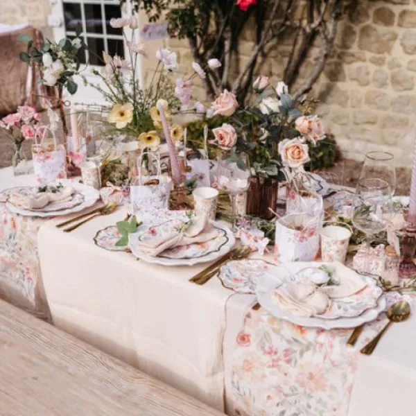 Discount 8 Assiettes Carton Theme Dahlia Blanc Et Pastel Theme Deco Pastel
