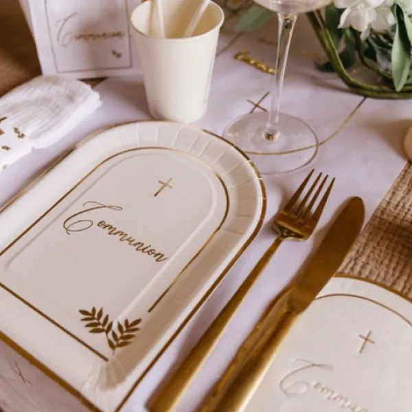 Best 8 Assiettes En Carton Communion Puret Blanc Theme Communion