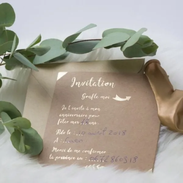 Badaboum 10 Cartes D'Invitations Kraft Et Or