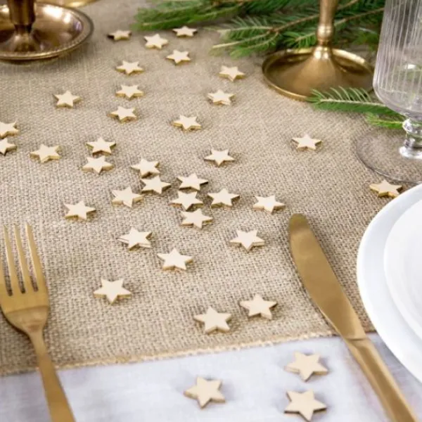 Badaboum 50 Confettis De Table Etoile En Bois Naturel