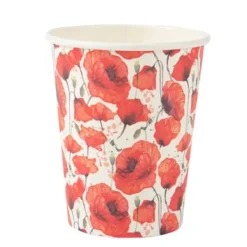 Badaboum 8 Gobelets En Carton Theme Poppy Coquelicot