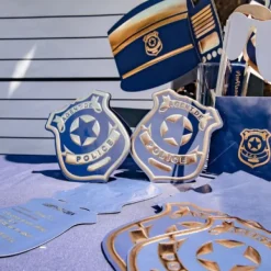 Badaboum 8 Invitations Badge Police