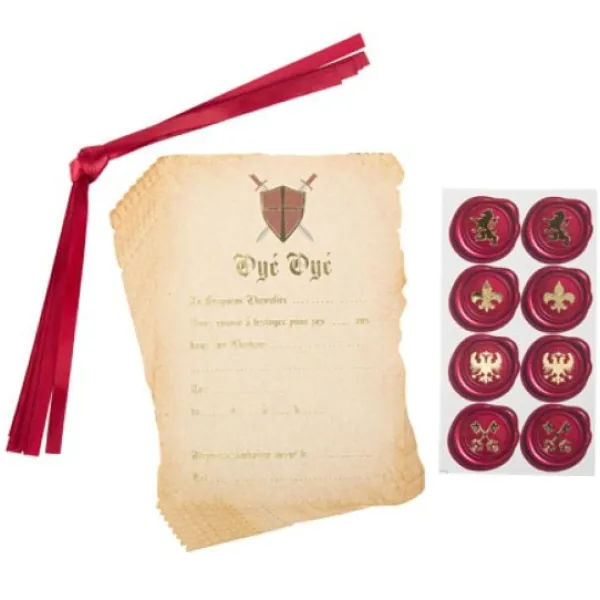 Badaboum 8 Invitations Theme Chevalier