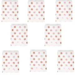 Badaboum 8 Sachets A Dragees Blancs A Pois Rose Gold