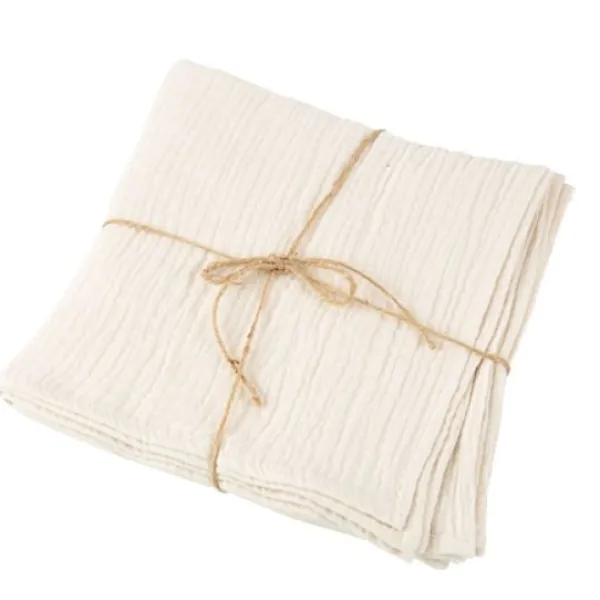 Badaboum 4 Serviettes De Table En Gaze De Coton Ivoire
