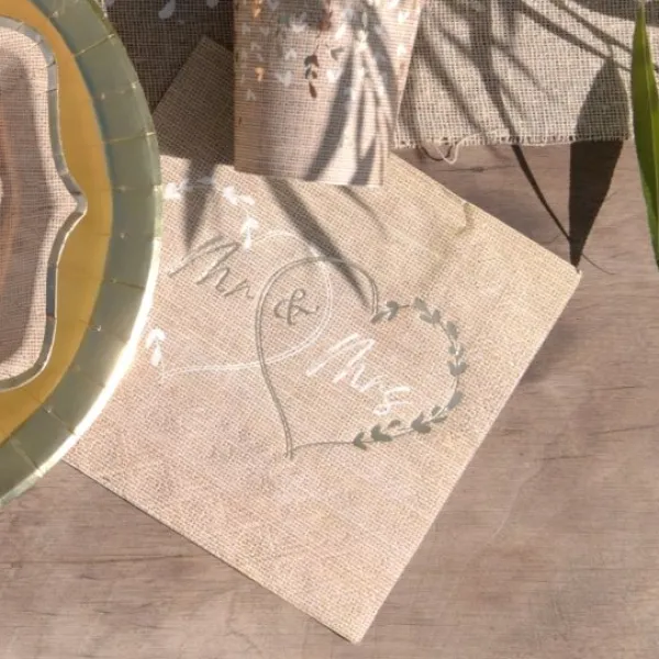 Badaboum 20 Serviettes En Papier Mariage Naturel 33 Cm X 33 Cm