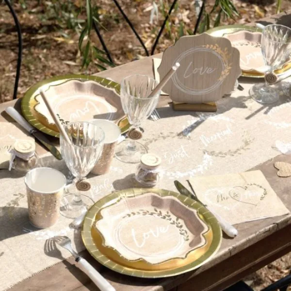 Badaboum 20 Serviettes En Papier Mariage Naturel 33 Cm X 33 Cm