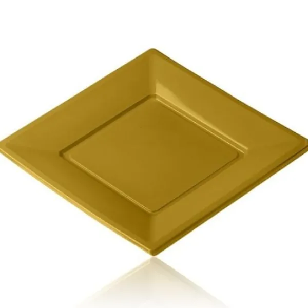 Best Assiette Carr E Plastique Or R Utilisable 23Cm X12 Theme Eco-Responsable