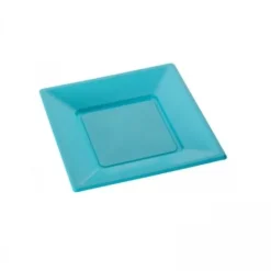 New Assiette Carr E Plastique Turquoise R Utilisable 18Cm X 12 Pi Ces Theme Eco-Responsable