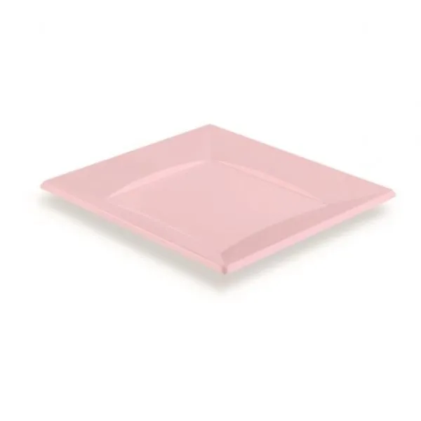 New Assiette Carr E Plastique Rose Claire R Utilisable 18Cm X 12 Pi Ces Theme Eco-Responsable