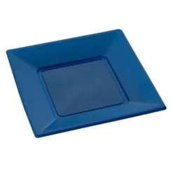 Hot Assiette Carr E Plastique Bleu Marine R Utilisable 23Cm X12 Theme Eco-Responsable