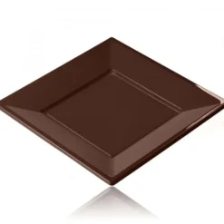 Hot Assiette Carr E Plastique Chocolat R Utilisable 18 Cm X 12 Pi Ces Theme Eco-Responsable