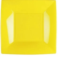 Clearance Assiette Carr E Plastique Jaune R Utilisable 23Cm X12 Theme Eco-Responsable