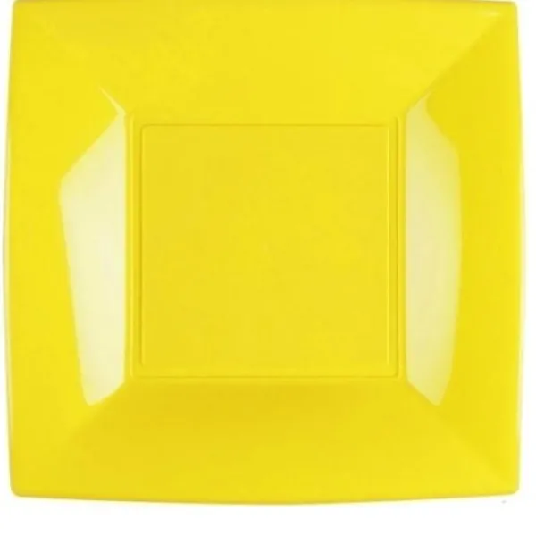 Clearance Assiette Carr E Plastique Jaune R Utilisable 23Cm X12 Theme Eco-Responsable