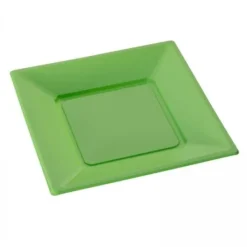 Hot Assiette Carr E Plastique Vert Anis R Utilisable 23Cm X12 Theme Eco-Responsable