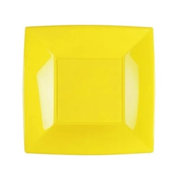 New Assiette Carr E Plastique Jaune R Utilisable 18Cm X 12 Pi Ces Theme Eco-Responsable