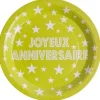 Sale Assiette Carton Jetable Joyeux Anniversaire Vert Anis 23Cm X 10 Pi Ces Theme Joyeux Anniversaire
