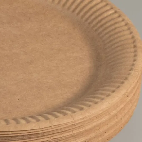 Badaboum Assiette En Carton Kraft Naturel 23Cm X 50 Pi Ces
