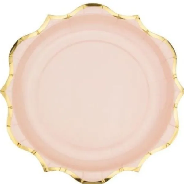 Badaboum Assiette En Carton Rose Liser Or 23Cm X 8 Pi Ces