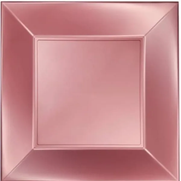 Badaboum Assiette En Plastique Carr E Rose Gold Chrome 23Cm X 8 Pi Ces