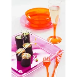 Assiette Plastique R Utilisable Fuchsia 18X18Cm X6 Theme Eco-Responsable