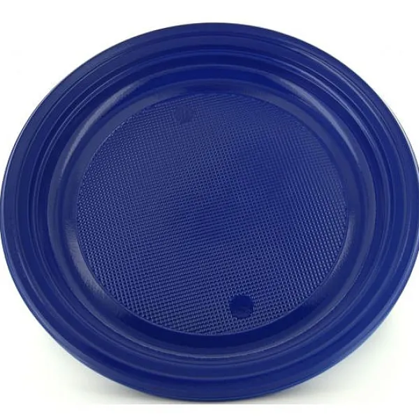 Badaboum Assiette Plastique Ronde Bleu Marine 22Cm X 20 Pi Ces New