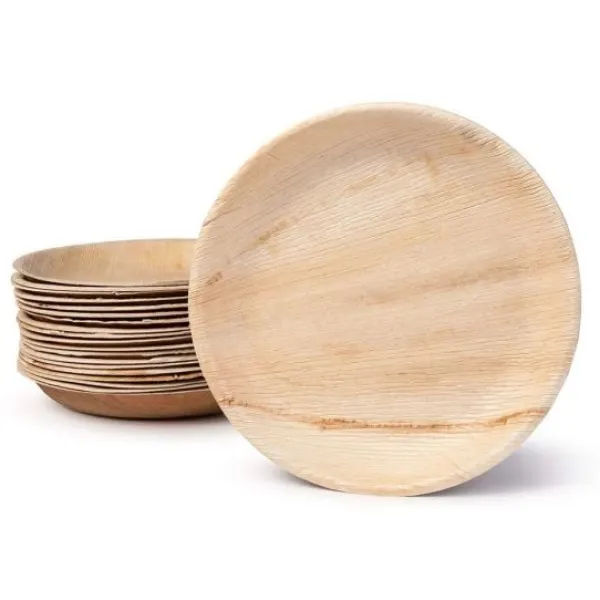 Outlet Assiette Ronde En Feuille De Palmier 18Cm X 6 Pi Ces Theme Eco-Responsable