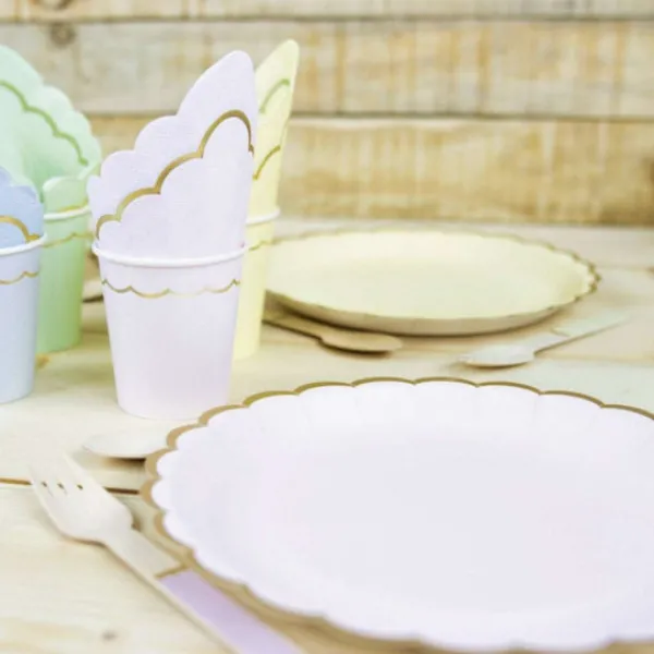 Discount Assiettes Festonn Es 23 Cm Pastel Assortis X 8 Pi Ces Theme Deco Pastel