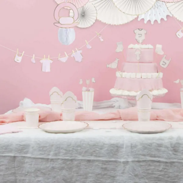 Best Assiettes Festonn Es 23 Cm Rose Pastel Et Or X 8 Pi Ces Theme Deco Pastel