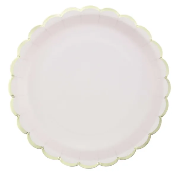 Best Assiettes Festonn Es 23 Cm Rose Pastel Et Or X 8 Pi Ces Theme Deco Pastel