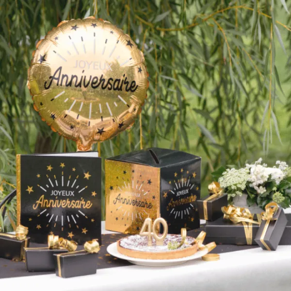 Ballon G Ant Joyeux Anniversaire Or/Noir 45 Cm Theme Joyeux Anniversaire