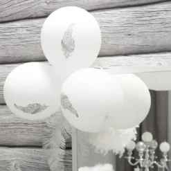 Badaboum Ballon Gonflable Plume Argent X 8 Pi Ces