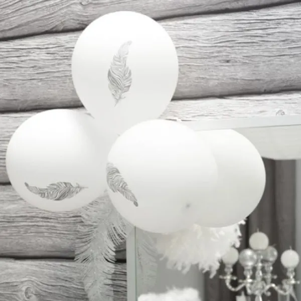 Badaboum Ballon Gonflable Plume Argent X 8 Pi Ces