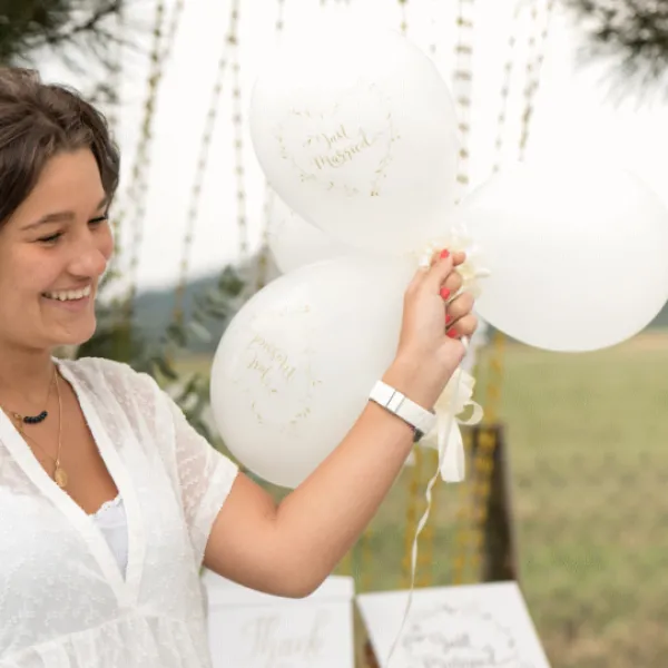 Badaboum Ballon Mariage Imprim Just Married Or X8 Pi Ces