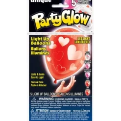 Badaboum Ballon Mariage Led Coeur Rouge 25Cm X 5 Pi Ces