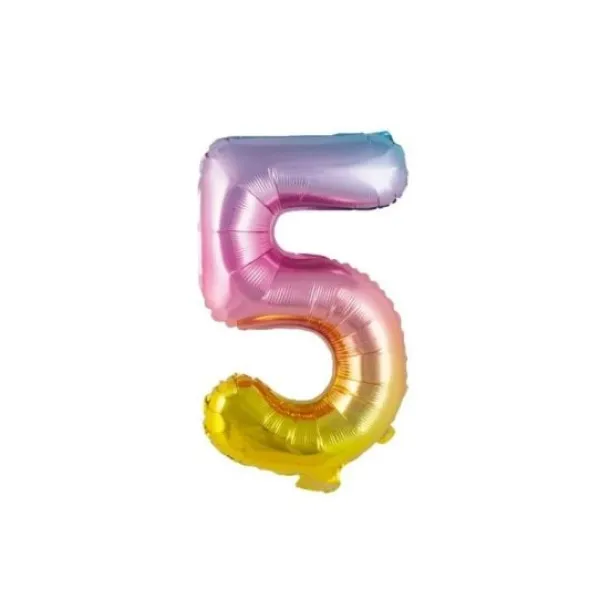 Hot Ballon Mylar Chiffre 5 Iris Pastel 36 Cm Theme Deco Pastel