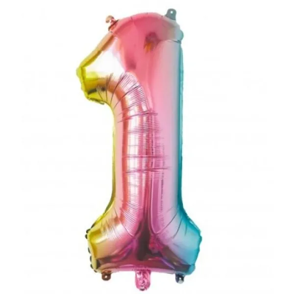 Clearance Ballon Mylar Chiffre 1 Iris Pastel 86 Cm Theme Deco Pastel