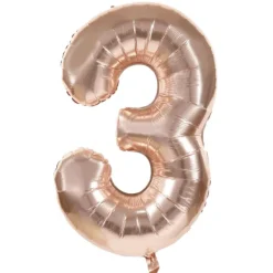Badaboum Ballon Mylar Chiffre 3 Rose Gold