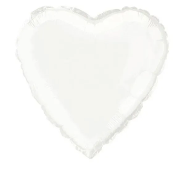 Badaboum Ballon Mylar Coeur Blanc 45 Cm