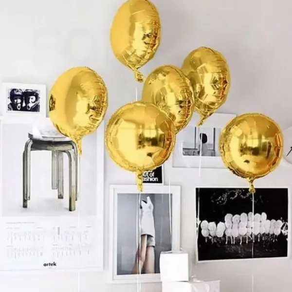 Badaboum Ballon Mylar Rond Or 45 Cm