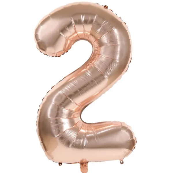 Badaboum Ballon Mylar Rose Gold Chiffre 2 1M