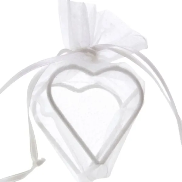 Badaboum Boite A Dragees Coeur En Organza Blanc X 4 Pi Ces