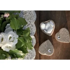Clearance Boite Dragees Coeur En Jute Naturelle X 4 Pi Ces Theme Jute