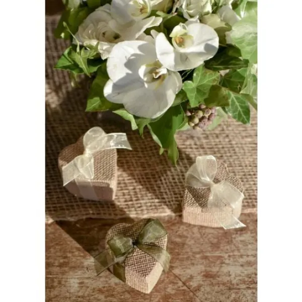 Clearance Boite Dragees Coeur En Jute Naturelle X 4 Pi Ces Theme Jute