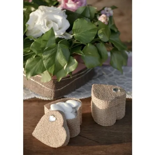 Clearance Boite Dragees Coeur En Jute Naturelle X 4 Pi Ces Theme Jute