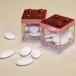 Badaboum Boite Dragees Plexi Lego Rose Gold