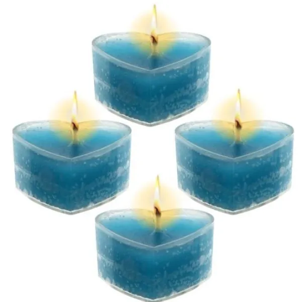 Badaboum Bougie Chauffe Plat Coeur Turquoise X 4 Pi Ces