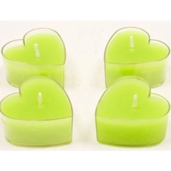 Badaboum Bougie Chauffe Plat Coeur Vert Anis X 4 Pi Ces